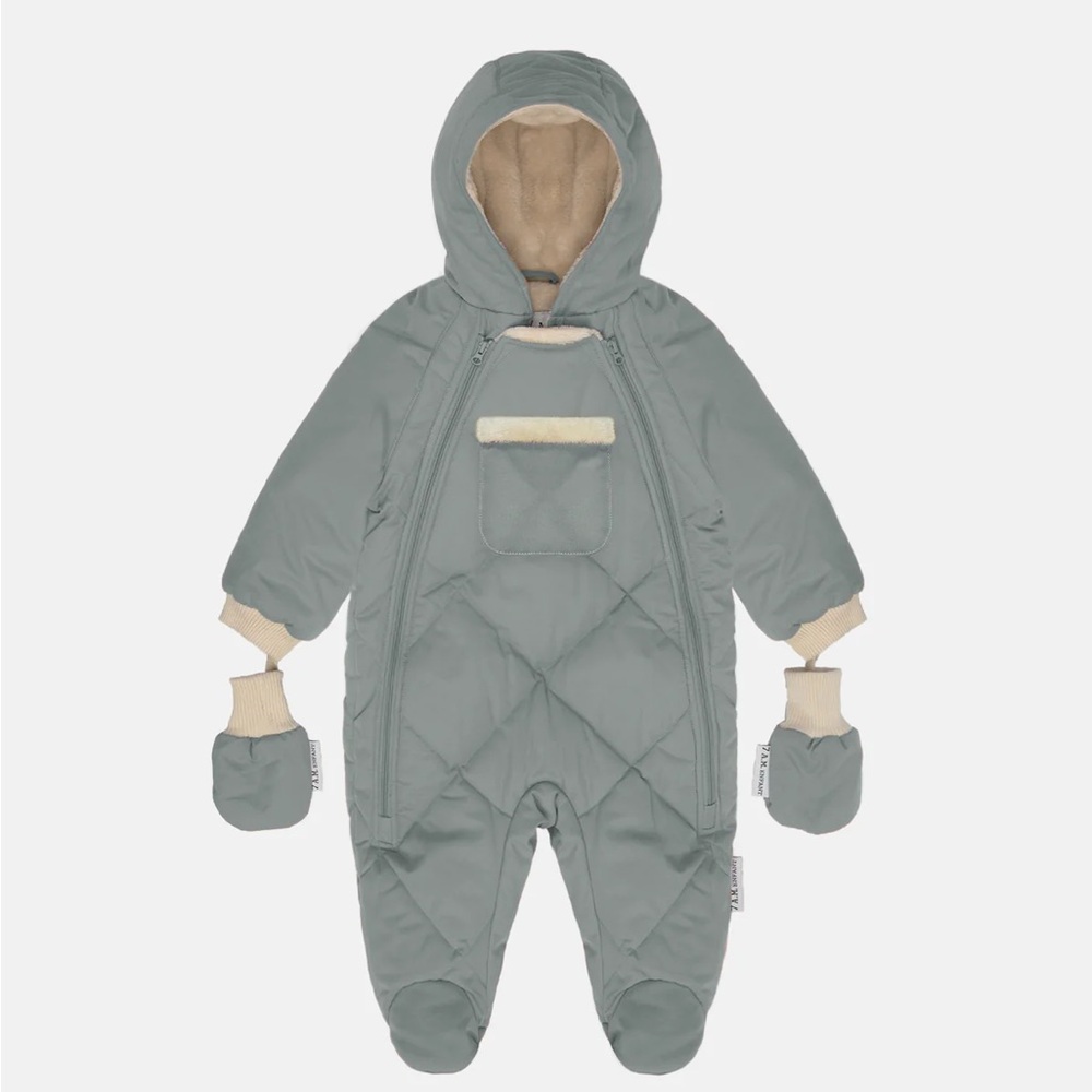 7AM Quilted Hooded Baby Snowsuit with Mittens